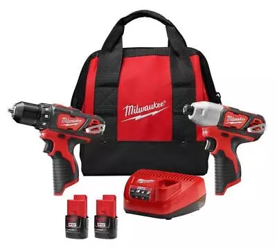 Milwaukee M12 Drill/Impact Combo Kit Includes 3/8  Drill/Driver 2494-22 New • $107.10