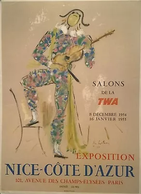 1954 Original Cocteau Vintage Poster « Nice-Côte D’Azur »  • $575