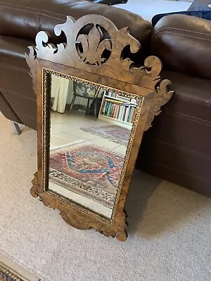 A Vintage Walnut Fret Mirror In George I Style. • £185