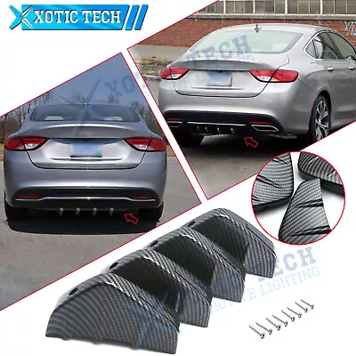 For Chrysler Carbon Fiber Texture Rear Bumper Lip Splitter Diffuser 4 Shark Wing • $19.86