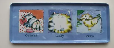 Margaret Sherry Contented Cuddly And Comical Cats Tray Blue Background • £3.99