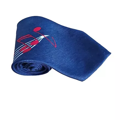 Renaissance  Blue Neck Tie Music Note Novelty Orchestra Teacher Polyester 59  • $14.50