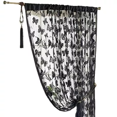 Chic Floral Lace Window Curtain Panels Butterfly Sheer Curtain Separate Valances • $14.45