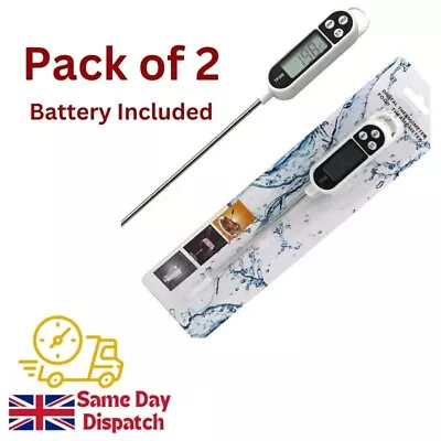 2x Digital Food Thermometer Temperature Probe Meat Cooking Jam Sugar BBQ Turkey • £5.99