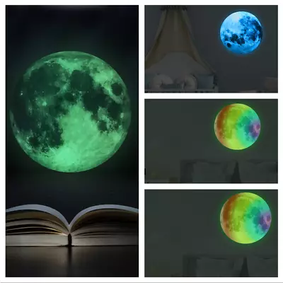 3D Wall Sticker Luminous Moon For Kids Room Home Decor Glow In The Dark Decals • $10.44