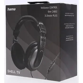 TV Hi-Fi Headphones Comfortable Over Ear Long Lead 6M Cable Volume Control Black • £22.92