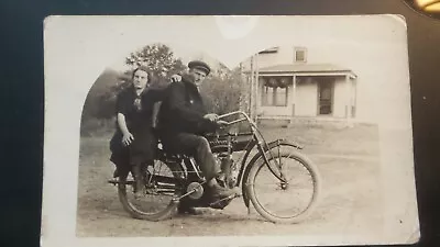 Circa 1917 RPPC INDIAN MOTORCYCLE West Alden Wisconsin • $19.99