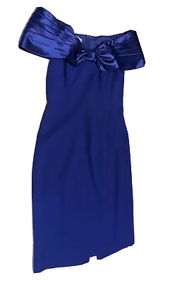 Morton Myles Vintage Bow Dress Blue Purple Warrens Women 4 Preowned Cocktail • $24.99