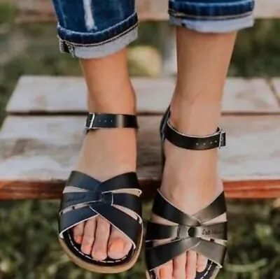Saltwater Sandals Black Leather Strappy Original Style Size 7 (9 AU) Women’s  • $49.98