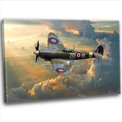 £29.99 • Buy RAF WW2 Military Spitfire Canvas Print Framed Digital Painting Art Picture (3)