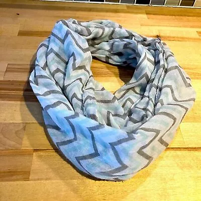 Beautiful Mint Green/taupe Infinity Scarf Excellent Condition Chevron Design • $10