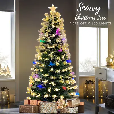 Christmas Tree Snowy Fibre Optic 90/150/180CM Ultra-bright Multicolor LED Lights • $109