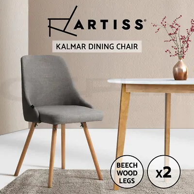 $115.95 • Buy Artiss 2x Replica Dining Chairs Beech Wooden Timber Chair Kitchen Fabric Grey