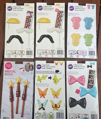 Wilton Candy & Lollipop Molds - Mustache Pretzel Bow Ties Butterflies NEW • $29.95