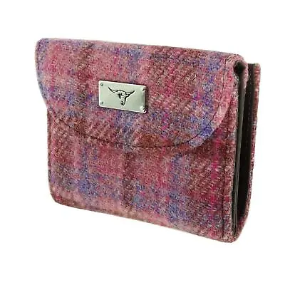 Glen Appin Pink Tartan Check Harris Tweed Jura Short Purse Wallet • £18.95