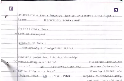 Immigration Law - LPC 2021 WORKSHOP PREP & TASK Notes • £7