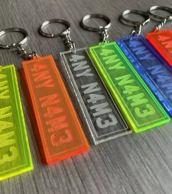 Personalised Number Plate Keyring - Laser Cut Engraved Any Name Or Word Colours • £2.49