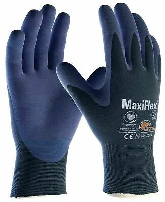 2 X MaxiFlex Elite 34-274 Nitrile Foam Palm Work Gloves Lightweight Size 10-XL • £8.99