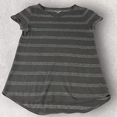 Eileen Fisher T-Shirt XXS Oversized Gray Stripe Hemp Cotton Short Sleeve E239 • $23.95