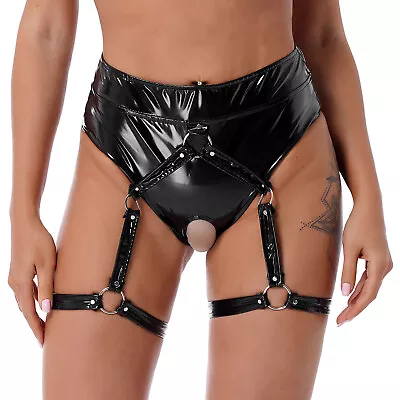 Women Hollow Out Shorts Hot Pant Metallic Disco Short With Suspender Garter Belt • $13.01