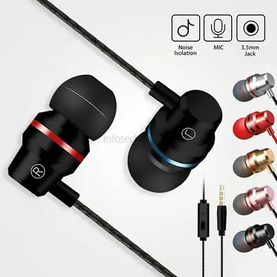 £4.99 • Buy Super Bass In-ear Earphones Handsfree Stereo Sport Headphone Heavy Sound+ Mic Uk