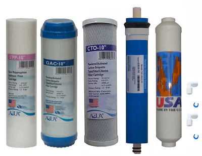 Full 5 Stage Reverse Osmosis Replacement Filter Set With 75 GPD Membrane USA • $43.90