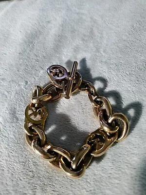 Michael Kors Gold Chain Chunky Link Logo Toggle Clasp Bracelet • $25