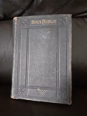 Antique Holy Bible King James Version Leather Binding 1880s With Original Notes • £32