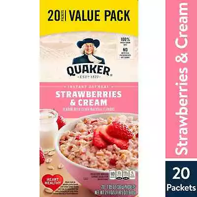 Quaker Instant Oatmeal Strawberry & Cream 1.1 Oz 20 Packets • $12.95