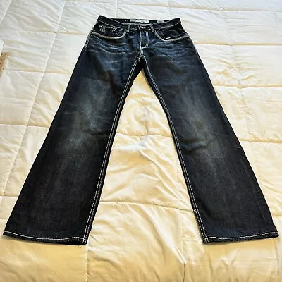 Buckle BKE Jeans Mens 32L Blue Jake Straight Leg Denim Thick Stitch • $32.97
