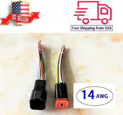 6  Assembled Black Deutsch 6Pin14 AWG Waterproof Connector Wire (black) • $12