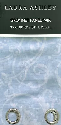NWT Laura Ashley Ashby Pair Sheer Window Panels Curtains Blue Scroll 2pc 38 X 84 • $34.99