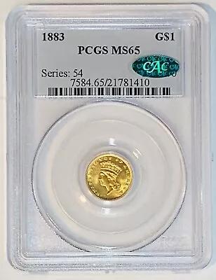 1883 $1 Princess Type 3 Gold Dollar Coin PCGS/CAC MS 65 • $1995