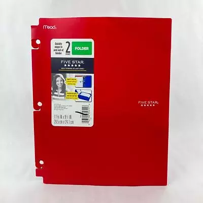 Mead Five Star X-597 2 Pocket Folder Snap In Binder School Red 11 5/8  X 9 1/2  • $11.39