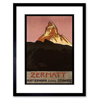 Travel Matterhorn Mountain Zermatt Switzerland Alpine Snow Framed Wall Art Print • $23.49