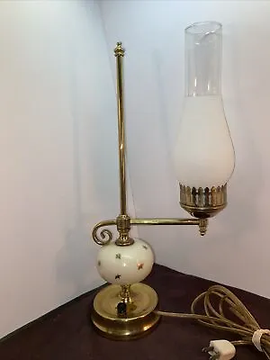 Vtg Mid-Century Star Burst Atomic Lantern Style Brass Base Desk Table Lamp • $67.99