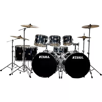 TAMA Imperialstar 8-Piece Double Bass Drum Set W/MEINL HCS Cymbals Hairline Blk • $1599.99