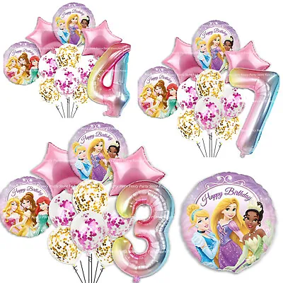 Princess Birthday Balloons Party Helium Decorations Disney Theme Age Number Girl • £9.99