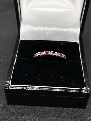 Sparkling 9ct Gold Ruby And Diamond Ring Hallmarked - Size O • £100