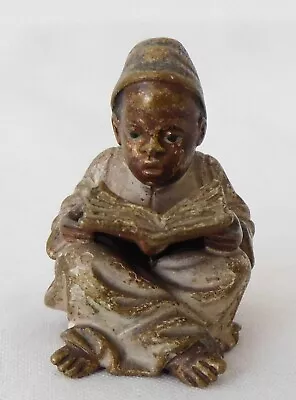 Antique Cold Painted Vienna Bronze Miniature Of A Seated Boy Reading A Book • $59.95