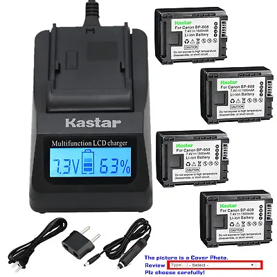 Kastar Battery LCD Fast Charger For Canon BP-808 & Canon VIXIA HF11 Camcorder • $28.99