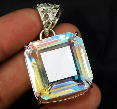 Natural 105.7 Ct DAZZLING RAREST! Top Fire Mystic Topaz Pendant Radiant Gemstone • $3.85