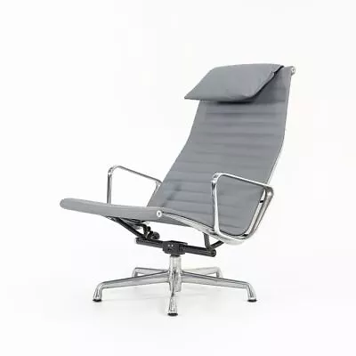 2010s Herman Miller Eames Aluminum Group Reclining Lounge Chair In Grey Leather • £1946.24