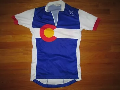 SHAVER SPORT Vintage 1990s COLORADO FLAG 1/4 Zip Cycling Team Jersey MADE USA S • $29.99