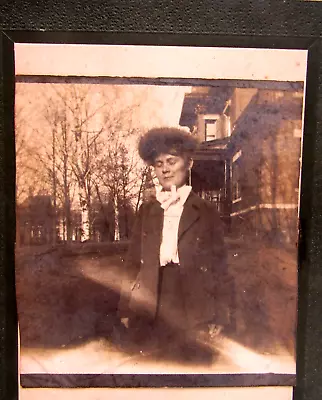 Antique Cabinet Photo Woman With Hat Eyes Closed • £3.85