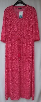 Ladies Marks & Spencer Bright Red & White Beachwear Maxi Kaftan Dress Size M • £22.50