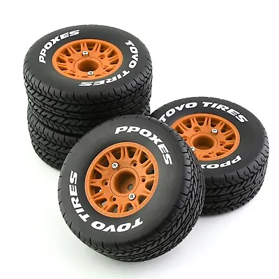 1/10 Rc Car Short Course Truck Orange Wheels & Tires For Traxxas Slash 4pcs • $44.68