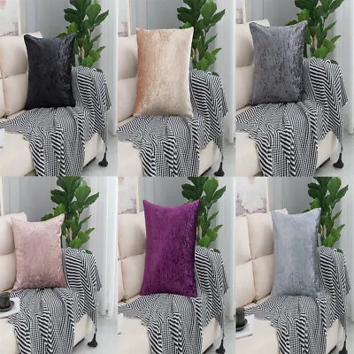 NEW Crushed Velvet Cushion Covers Luxury Plain 17 X17  20 X20  22 X22  24 X24  • £4.99