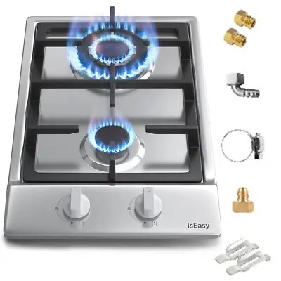 Gas Cooktop 12  Stainless Steel 2 Burners Built-in Gas Hob Stove Top With NG/LPG • $75.13