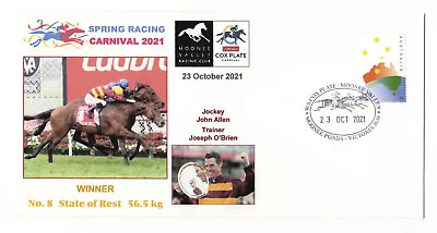 2021 Cox Plate Horse Racing State Of Rest Win Moonee Ponds Pmk Souvenir Envelope • £5.64